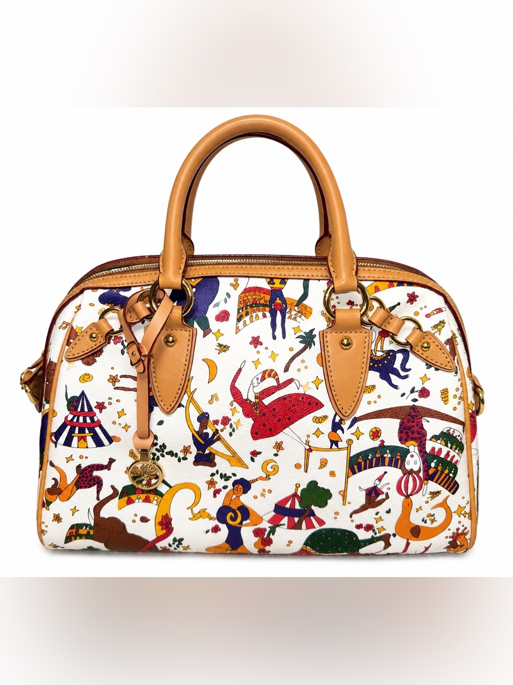 Piero Guidi Magic Circus Satchel Handbag White Leather Like New